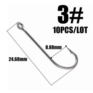 10pcs 50286 Sea Hook Pint Hook with Eyes Stainless black Big Extra Long Shank Fishing Hooks  owner