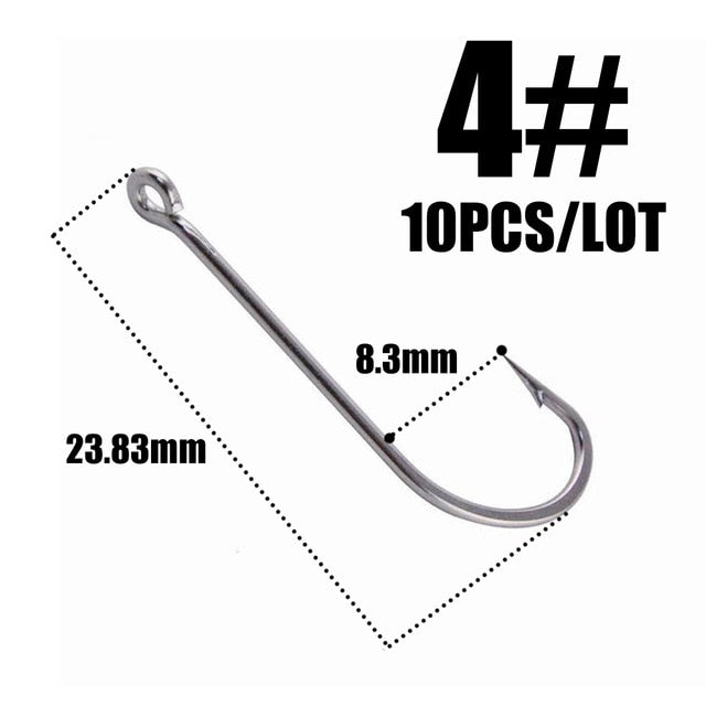 10pcs 50286 Sea Hook Pint Hook with Eyes Stainless black Big Extra Long Shank Fishing Hooks  owner