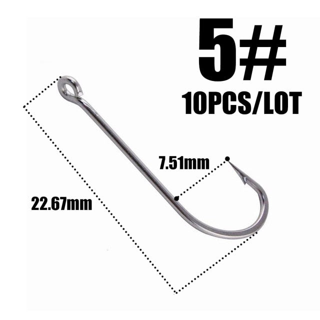 10pcs 50286 Sea Hook Pint Hook with Eyes Stainless black Big Extra Long Shank Fishing Hooks  owner