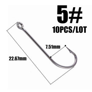 10pcs 50286 Sea Hook Pint Hook with Eyes Stainless black Big Extra Long Shank Fishing Hooks  owner
