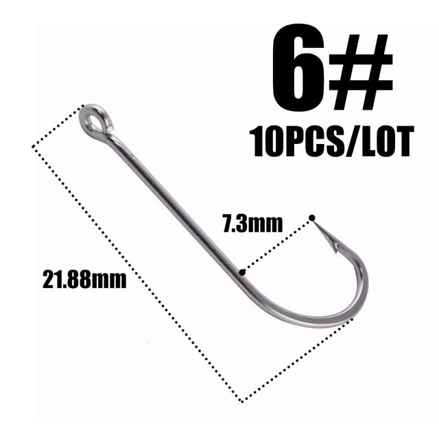 10pcs 50286 Sea Hook Pint Hook with Eyes Stainless black Big Extra Long Shank Fishing Hooks  owner