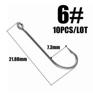 10pcs 50286 Sea Hook Pint Hook with Eyes Stainless black Big Extra Long Shank Fishing Hooks  owner