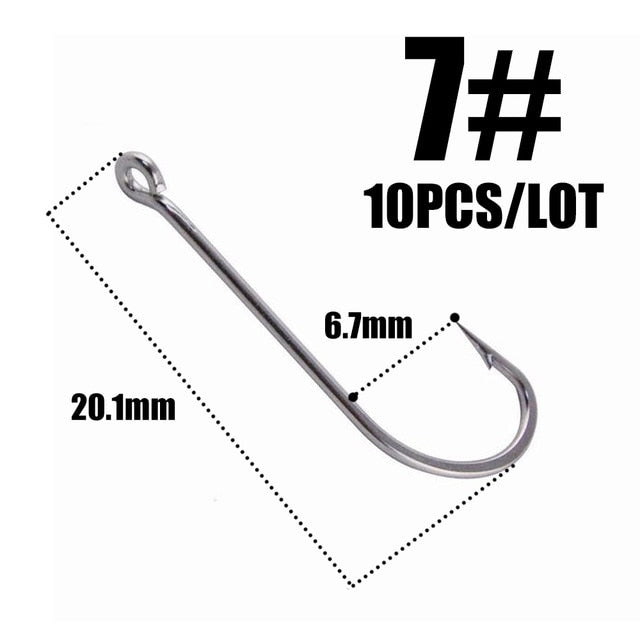 10pcs 50286 Sea Hook Pint Hook with Eyes Stainless black Big Extra Long Shank Fishing Hooks  owner