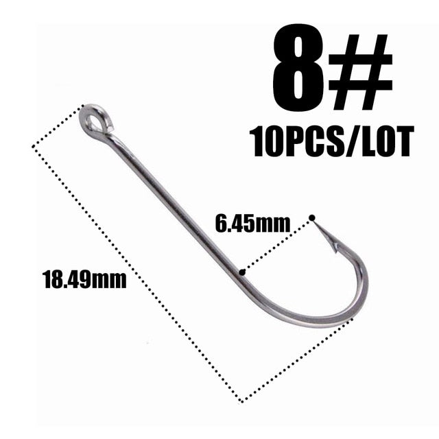 10pcs 50286 Sea Hook Pint Hook with Eyes Stainless black Big Extra Long Shank Fishing Hooks  owner