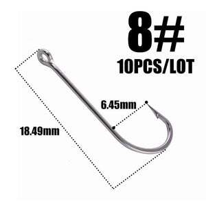 10pcs 50286 Sea Hook Pint Hook with Eyes Stainless black Big Extra Long Shank Fishing Hooks  owner