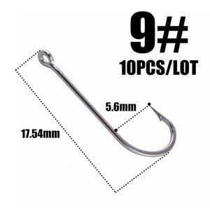 10pcs 50286 Sea Hook Pint Hook with Eyes Stainless black Big Extra Long Shank Fishing Hooks  owner