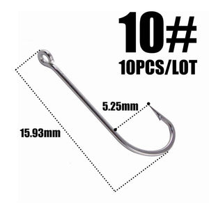 10pcs 50286 Sea Hook Pint Hook with Eyes Stainless black Big Extra Long Shank Fishing Hooks  owner