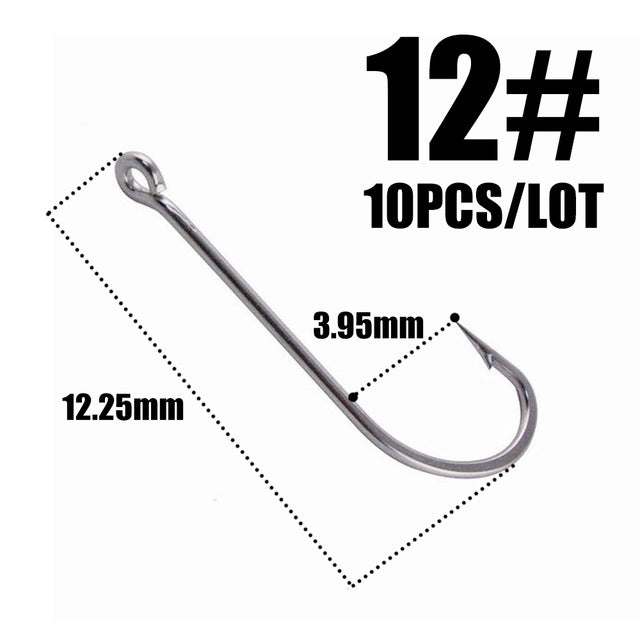 10pcs 50286 Sea Hook Pint Hook with Eyes Stainless black Big Extra Long Shank Fishing Hooks  owner