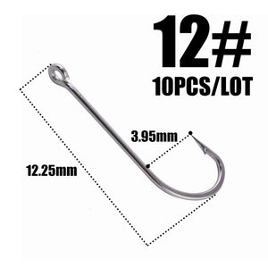 10pcs 50286 Sea Hook Pint Hook with Eyes Stainless black Big Extra Long Shank Fishing Hooks  owner