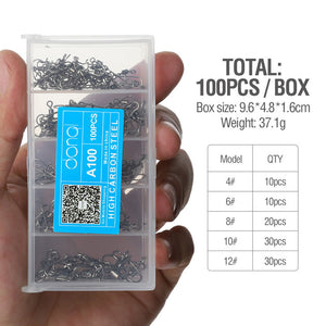 DONQL 100pcs/ Set Fishing Connector Swivels Interlock Pin Snap 4#-12# Rolling Swivel For Fishhook Lure Fishing Accessories