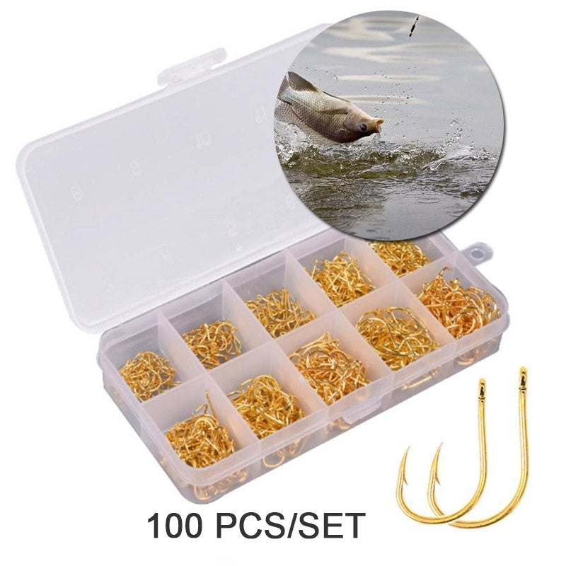 100Pcs/Box Fishing Hook Set crap 10 Mixed Sizes 3#-12# High Carbon Steel Carp Fishing Bait Sharpened Ultrapoint  fishhook tackle