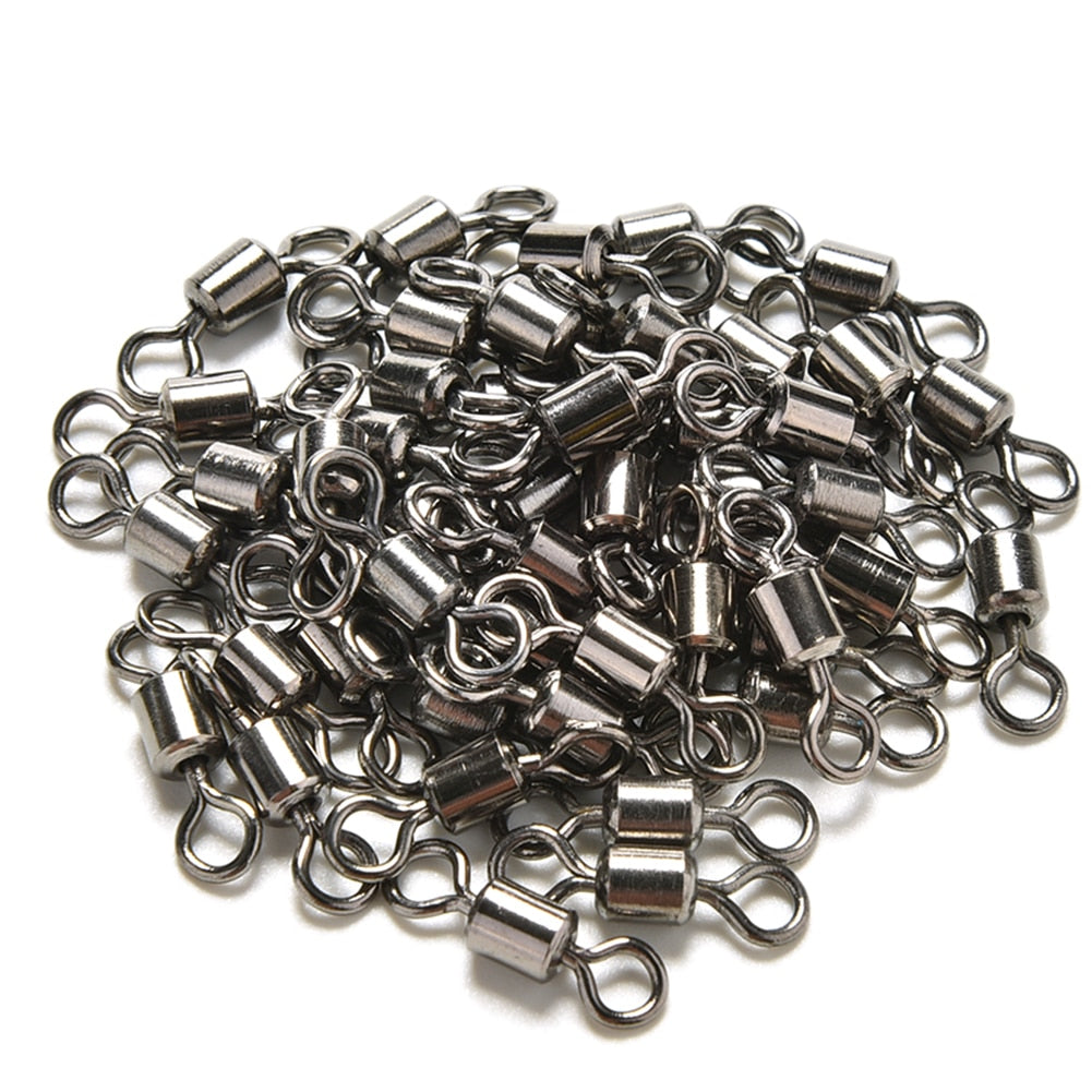 100Pcs Ball Bearing Swivel Solid Rings Fish Connector Round 8 Shape Eye Rolling Swivels Rig Sea Carp Fishing Tools #22