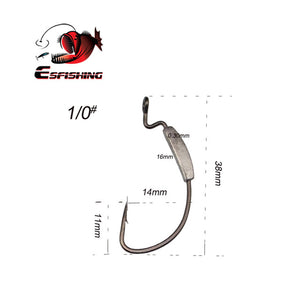 KESFISHING Fishing Lead Hook 12pcs Carbon Steel Wide Crank Offset Fishhook For Soft Worm Lure 1/0 6/0 Bass Barb Wobbler