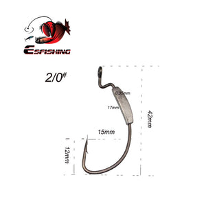 KESFISHING Fishing Lead Hook 12pcs Carbon Steel Wide Crank Offset Fishhook For Soft Worm Lure 1/0 6/0 Bass Barb Wobbler