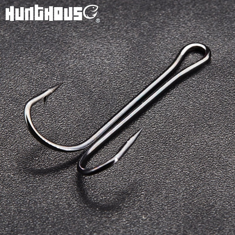Hunthouse 2020 new fishing hooks Double Hook long high carbon steel fishing tackle different sizes equiped with soft lure