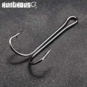 Hunthouse 2020 new fishing hooks Double Hook long high carbon steel fishing tackle different sizes equiped with soft lure