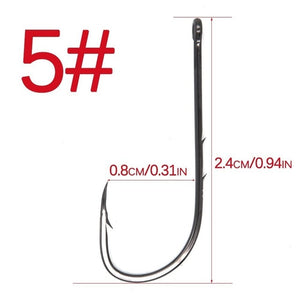 50pcs/lot Long Shank Fishing Hook 1#-6/0# High Carbon Steel Sharp Barbed Offset Narrow Bait Hook