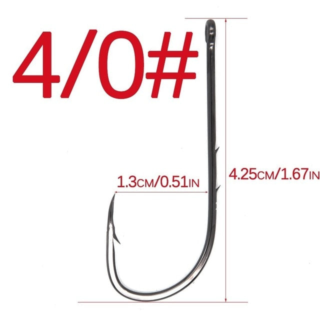 50pcs/lot Long Shank Fishing Hook 1#-6/0# High Carbon Steel Sharp Barbed Offset Narrow Bait Hook